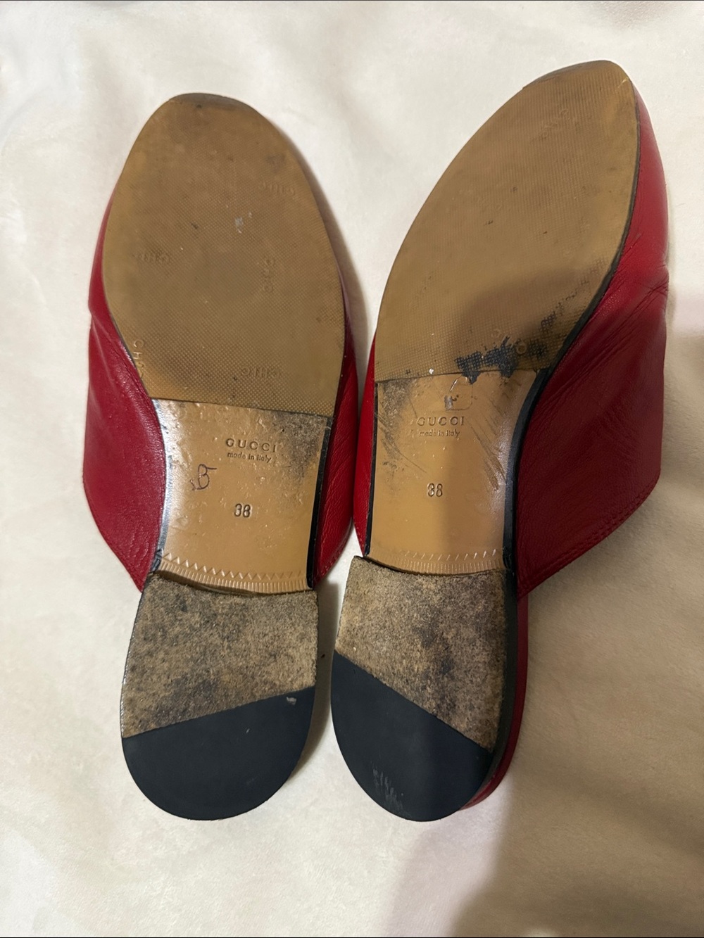 Gucci Red Leather Horsebit Backless Loafers - Picture 6 of 7